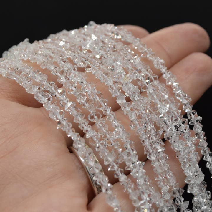 Herkimer Diamond Quartz Gemstone Chips Beads Strand for wholesale by Oriental Direct Craft Supplies