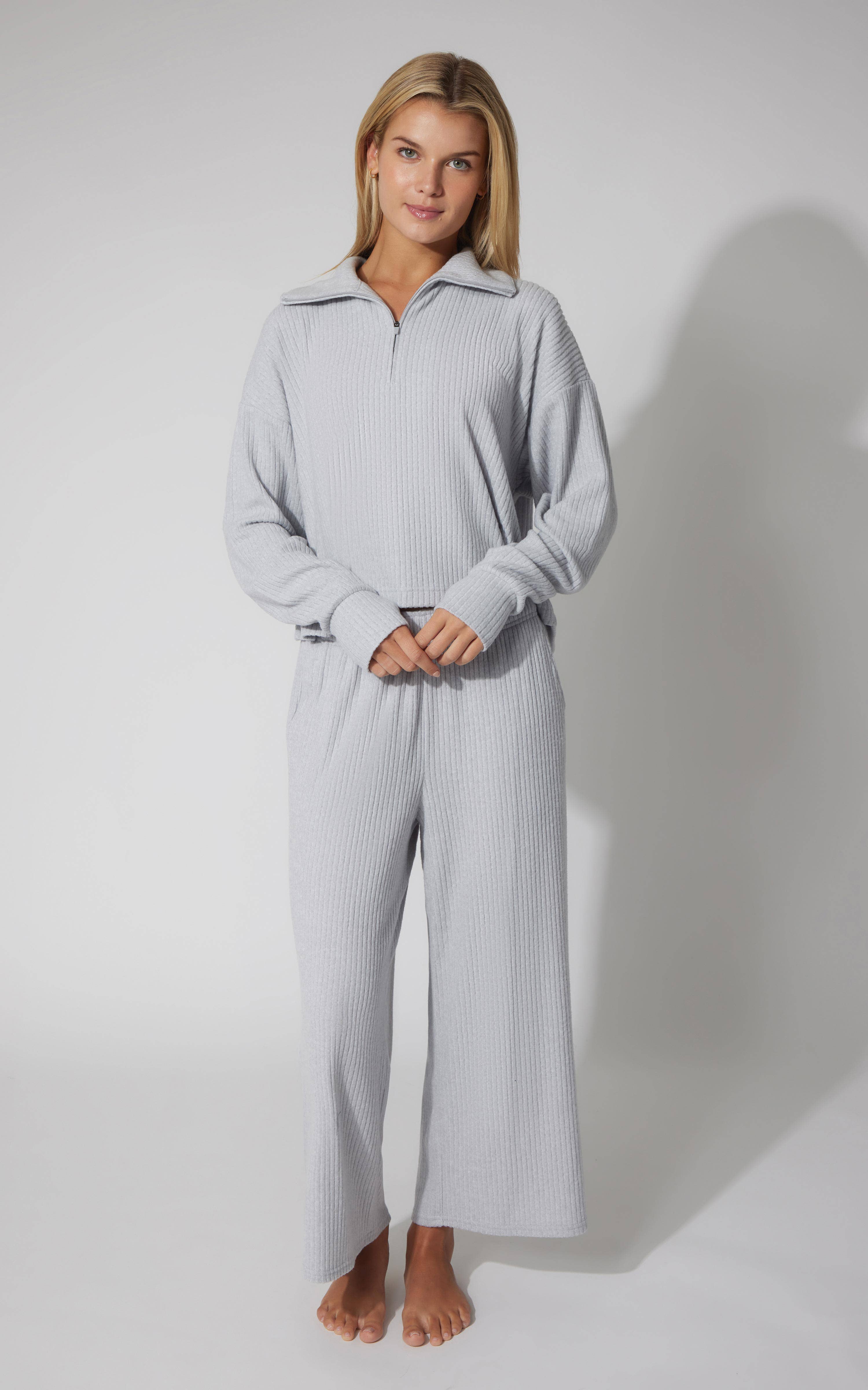 90 Degree by Reflex & Yogalicious - Wholesale Pants - Women's - Women's Rib Knit Everyday Wide Leg Pant with Side Pockets1