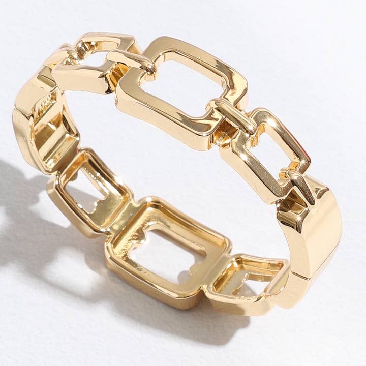 Fashion City - Wholesale Bangle bracelet - Square Chain Gold&Rhodium Plated Bangle Bracelet6