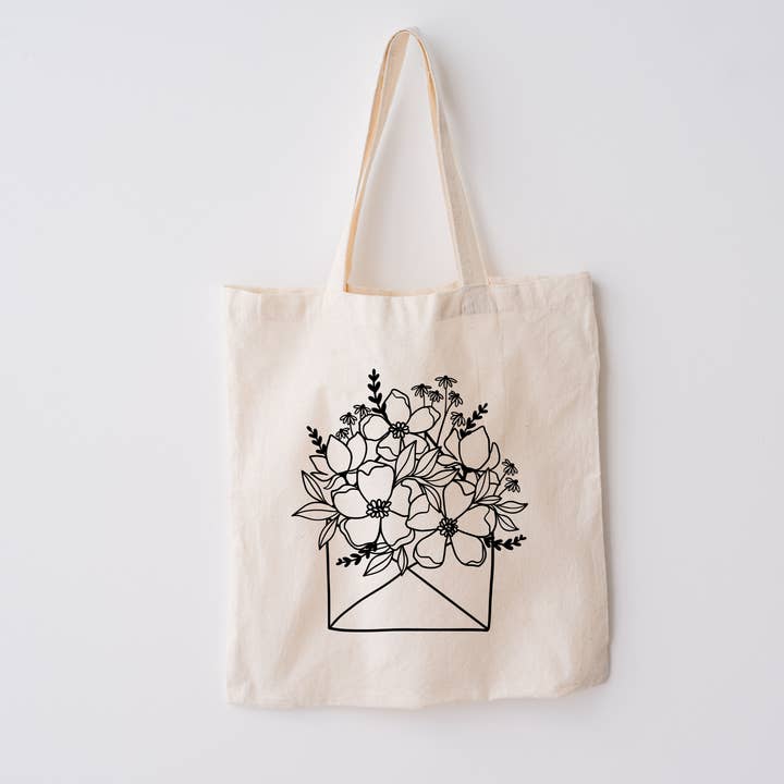 Tragetasche aus Baumwolle mit Blumenumschlag für den Großhandel von Bag It Up Boutique