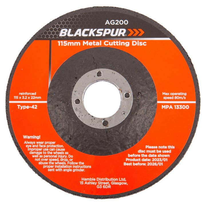 Rinkit Ltd - Wholesale Cutting Board - 115mm x 3.2mm (4.5") Metal Cutting Disc - By Blackspur