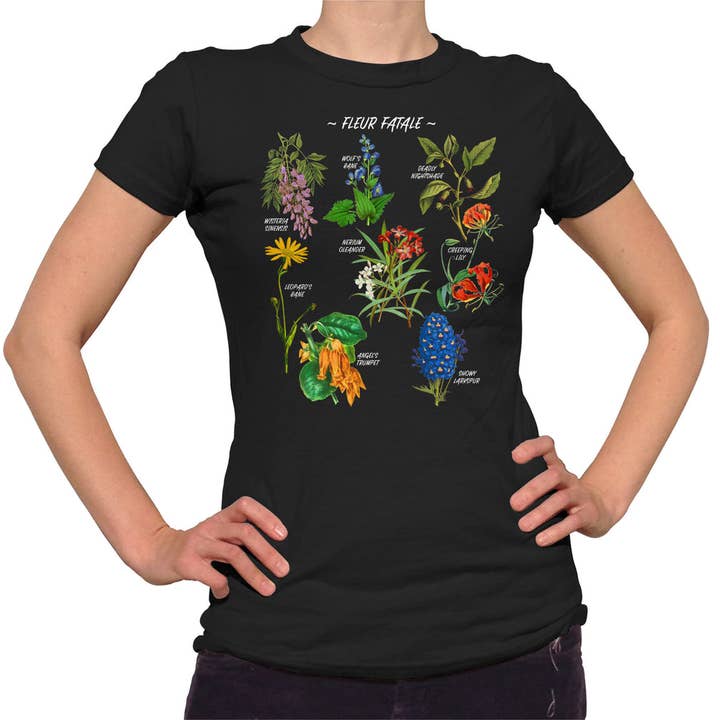 Boredwalk - Wholesale Screen Printed T-Shirt - Women's - Women's Fleur Fatale Toxic Botanical Chart T-Shirt