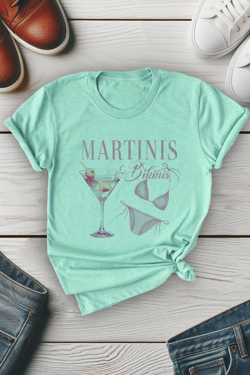 Top Avenue - Wholesale Screen Printed T-Shirt - Women's - Martinis & Bikinis, Unisex Round Neck T-Shirt5