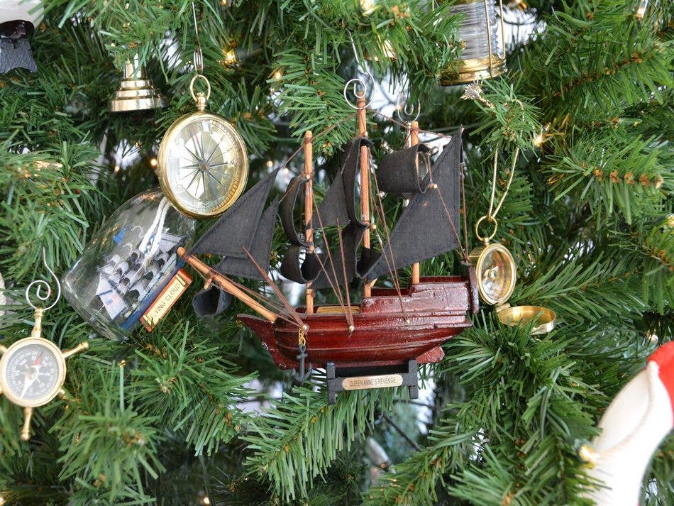 Hampton Nautical - Wholesale Ornament - Queen Anne's Revenge Model Ship Christmas Tree Ornament