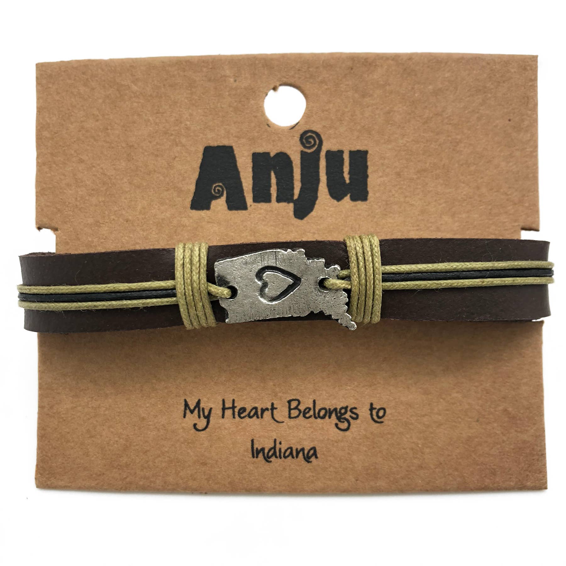 Anju Jewelry – Großhandel Armband mit Charms/Anhängern – Home State Schmuck - Zinn Lederarmband10