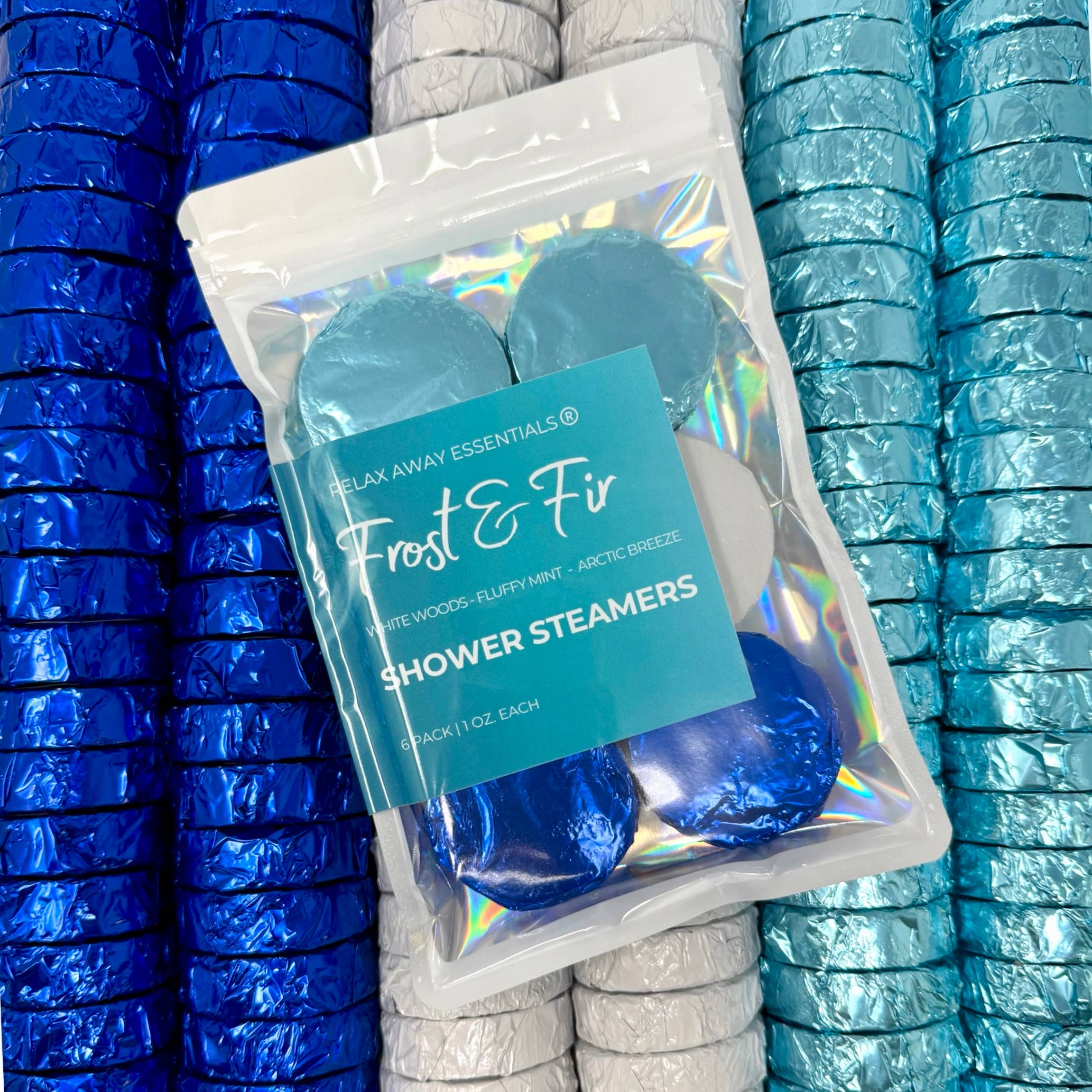 Relax Away Essentials - Wholesale Shower Steamer/Bomb - Frost and Fir Shower Steamers 6 Pack - Made in USA3