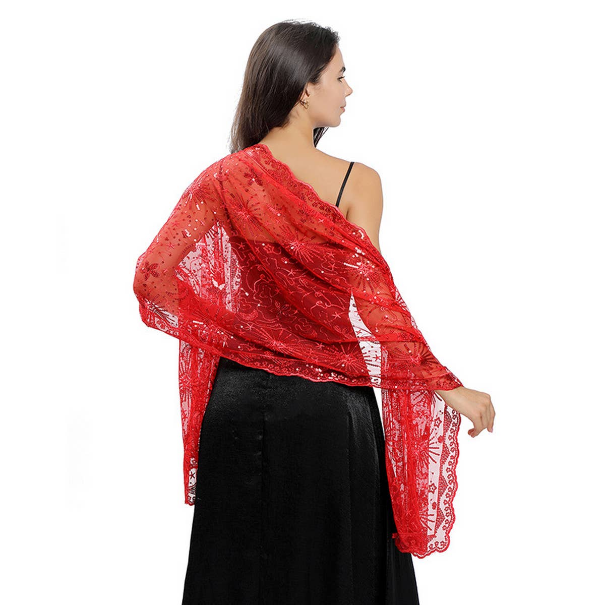 ACCITY - Wholesale Wrap - Women's - STARS AND MOON EMBROIDERED SHAWL_CWASC10793