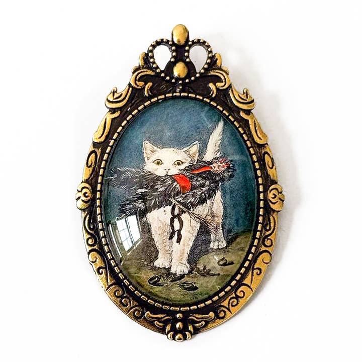 Krampuss Cat Brooch Silver or Gold Krampus Victorian for wholesale by Asunder Bazaar