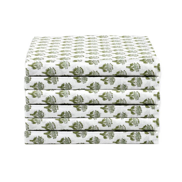 Cotton Print Club - Wholesale Dinner & cloth napkin - Cotton Cloth Napkins - Emerald Green (Set of 6)6