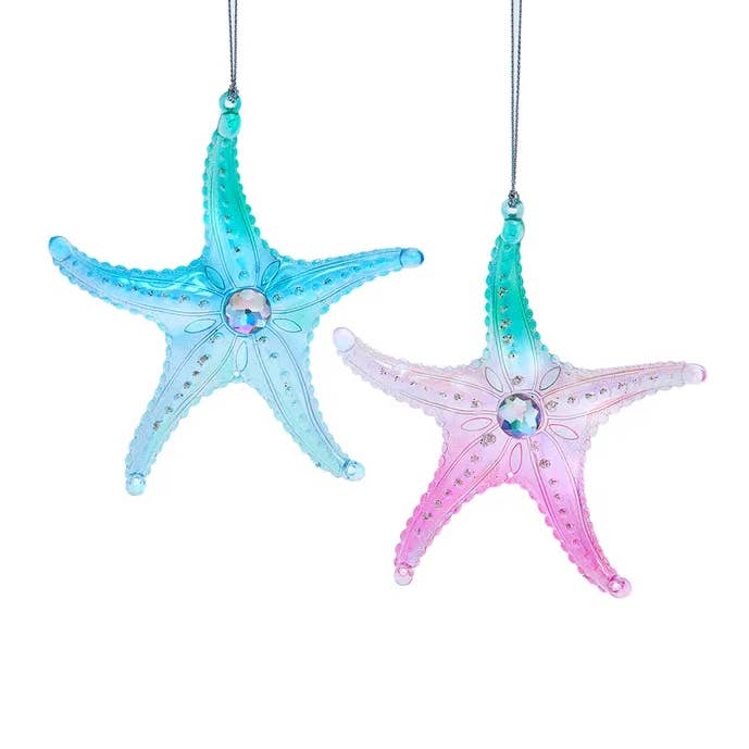 5" Plastic Starfish Ornament 2 Assorted for wholesale by Kurt S. Adler, Inc.