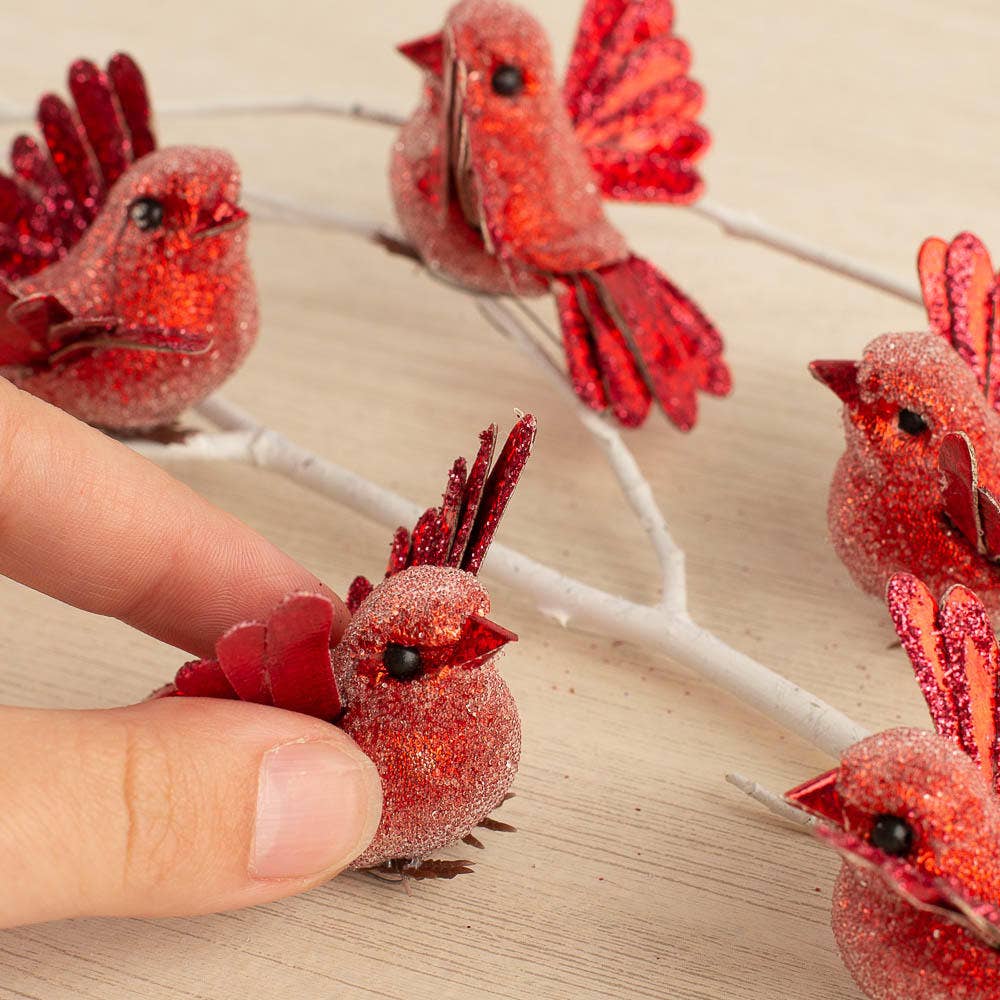 Factory Direct Craft - Wholesale Artificial Flowers - 4" Shimmering Flying Red Birds (Pack of 12 Birds)2