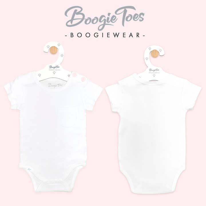 Baby Boogie Tees Bodysuits White with Pink Button for wholesale by Boogie Toes