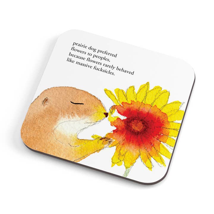 Prairie Dog Coaster - cork backed and reusable! for wholesale by Redback Cards - ALL duties and tariffs paid
