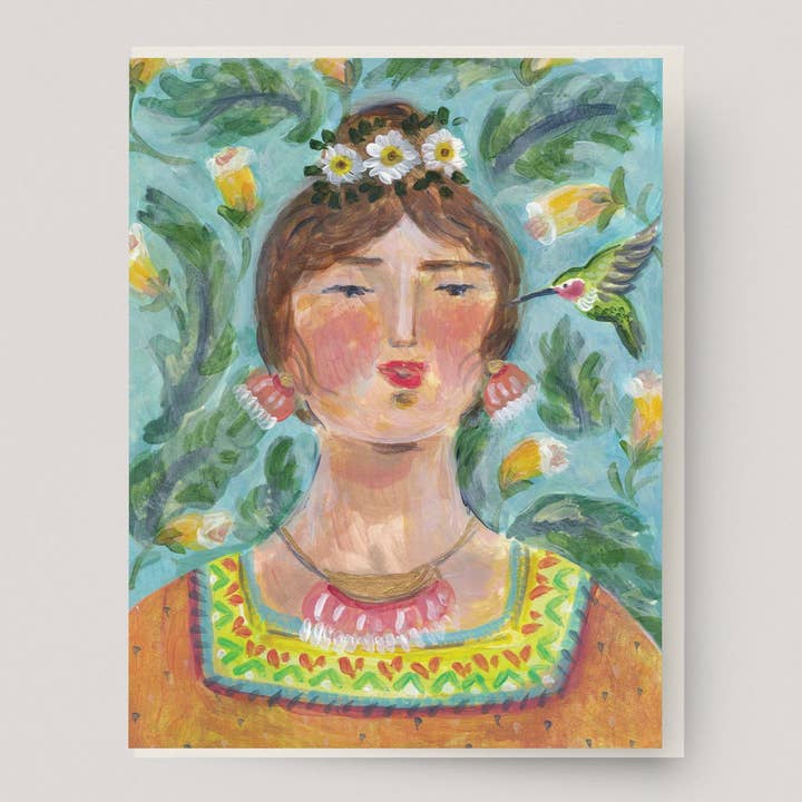 Hummingbird Woman Card U-123 for wholesale by Ingrid Press