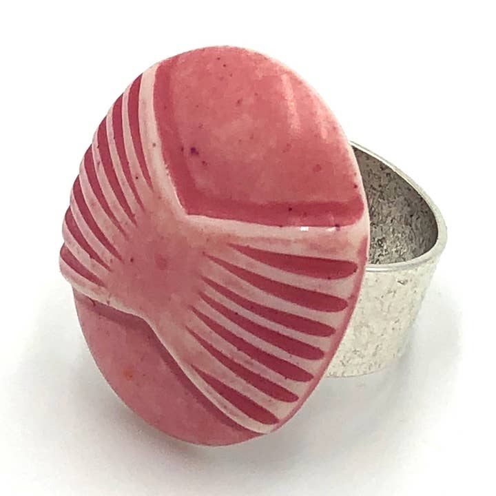 Dusty Rose Deco Oval Cocktail Ring for wholesale by Leetie Lovendale