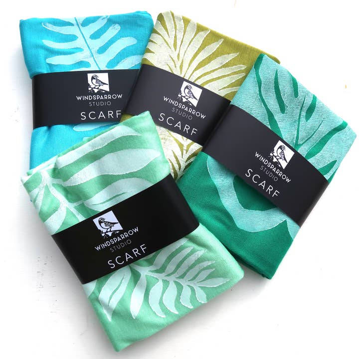 Tropical Scarf Collection - white ink for wholesale by Windsparrow Studio