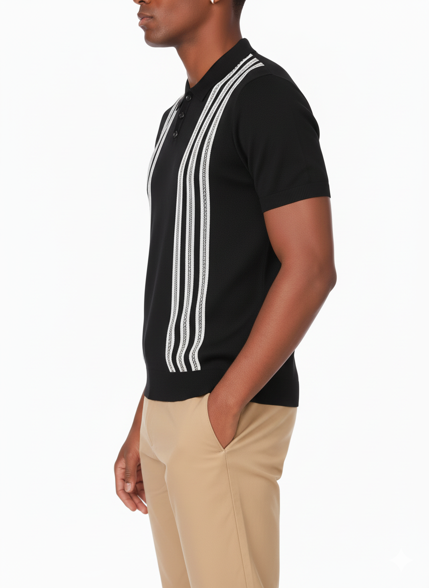 HB BLACK Men's Textured Polo Shirt for wholesale on Faire1