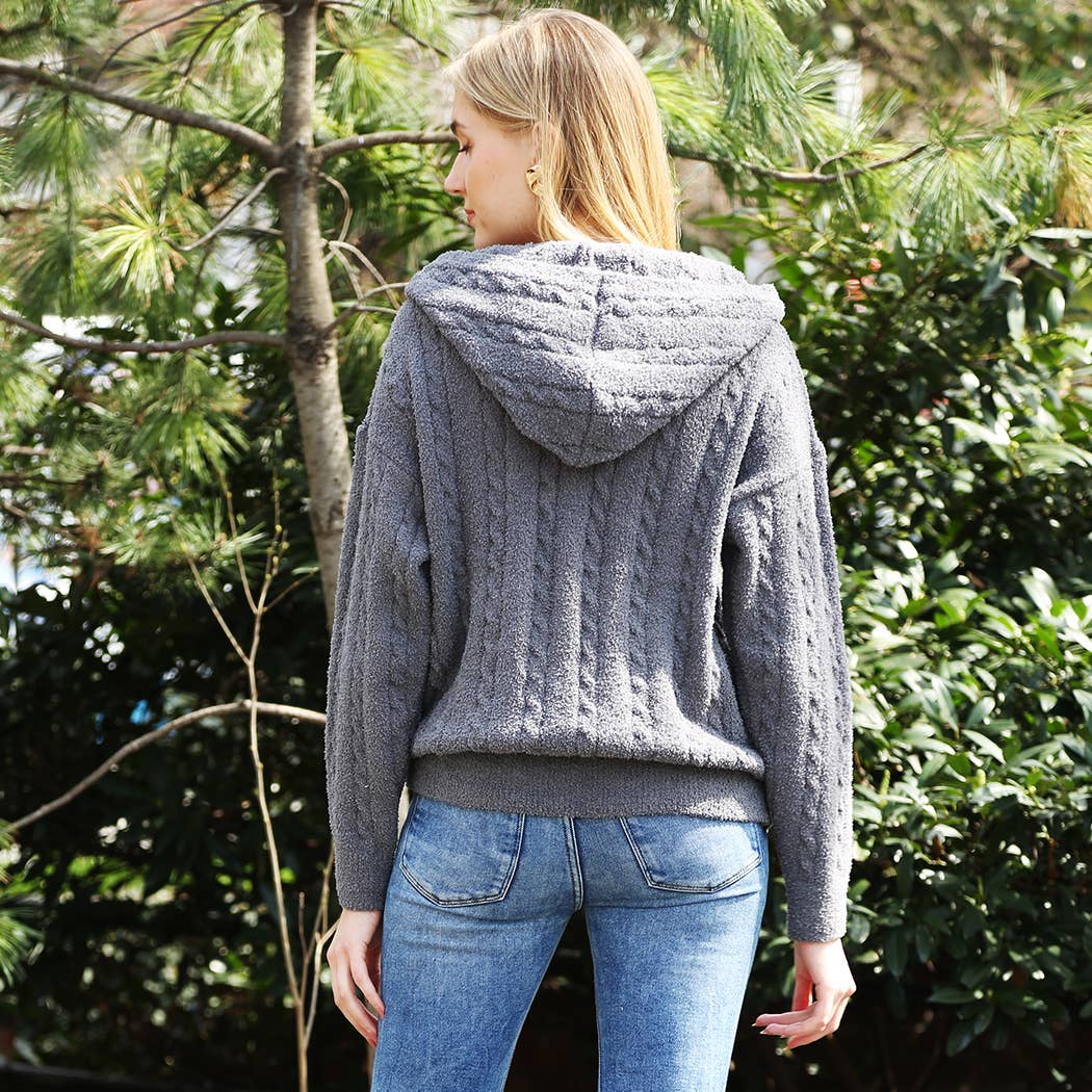 Fashion City - Vendita all'ingrosso Felpa con cappuccio - Donna - Felpa calda con cerniera monocolore tinta unita9