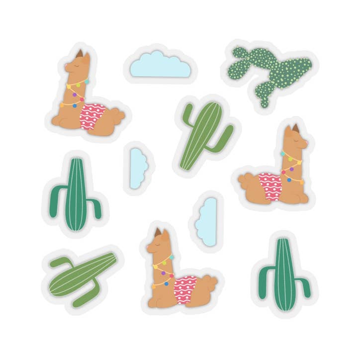 Resting Llamas Transparent Sticker Sheet for wholesale by Creative Bunny Prints