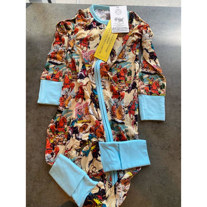 My Hometown Baby - Wholesale Onesie - Kids - Lil' Buckaroo Vintage Western Print Convertible Bamboo Zippy8