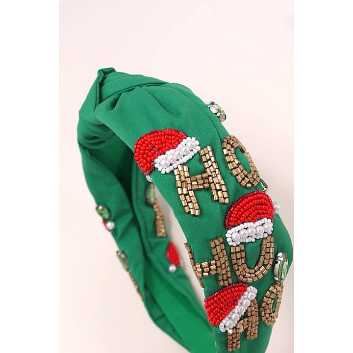 JOSSLYN by wall to wall - Wholesale Fashion Headband - Women's - HO HO HO CHRISTMAS HOLIDAY SEED BEAD HEADBAND | 91H5240