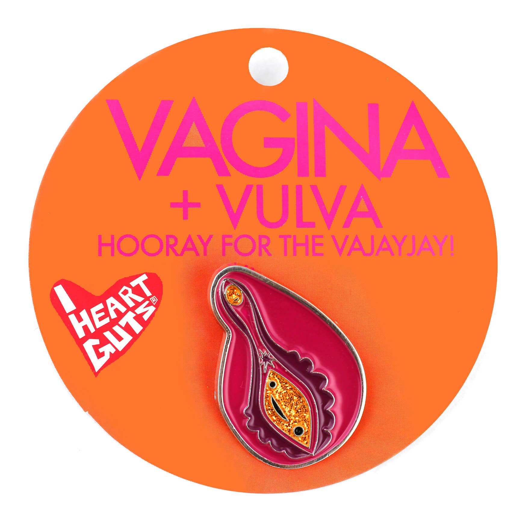 I Heart Guts | Organ Plushies Wholesale - Wholesale Lapel Pin/Button - Sparkly Vagina + Vulva Enamel Pin - Hooray for VaJayJay!1
