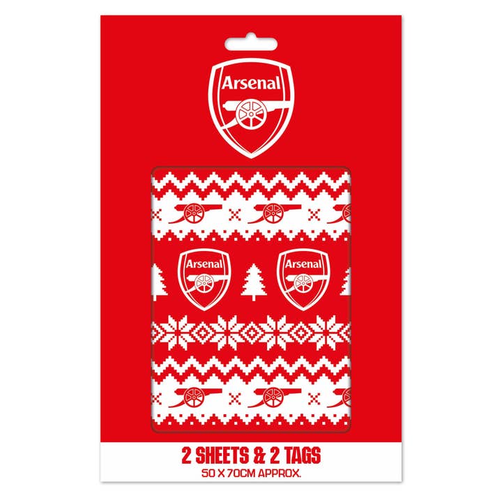 Arsenal FC Christmas 2 Sheets & 2 Tags Gift Wrap for wholesale by Danilo Promotions Ltd