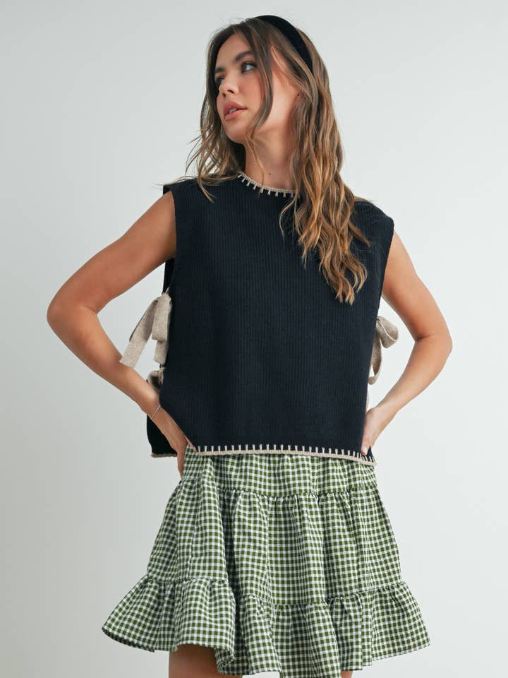 BUTTERMELON - Wholesale Sweater Vest - Women's - Mock Neck Sleeveless Sweater- BMW7529