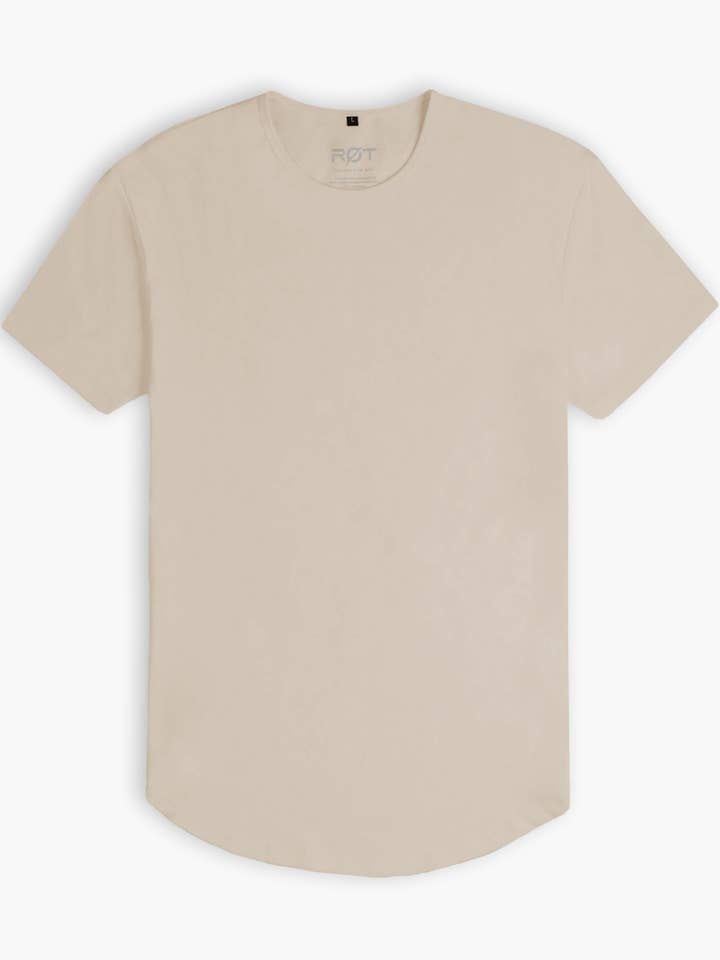 Origin Curved Crew T-Shirt: Stone for wholesale by Rule of Threads