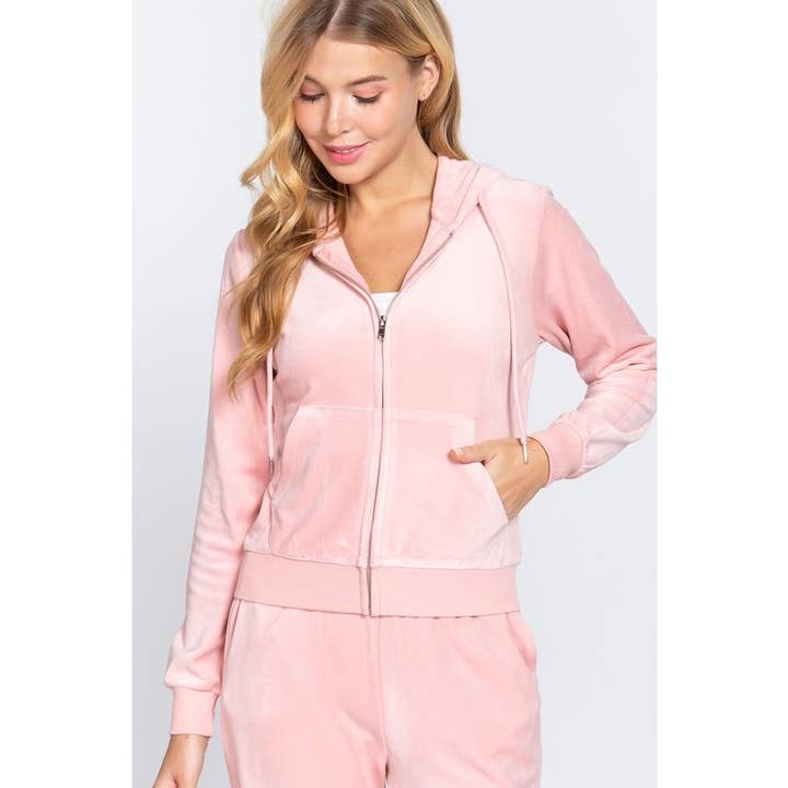 Paperdoll - Wholesale Jacket – Women's - LONG SLV VELOUR HOODIE JACKET 5