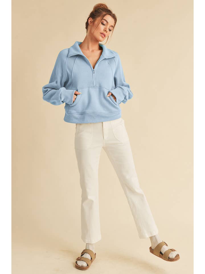 AEMI + CO - Wholesale Sweatshirt - Women's - 950CK Dove Funnel Neck Half Zip 5