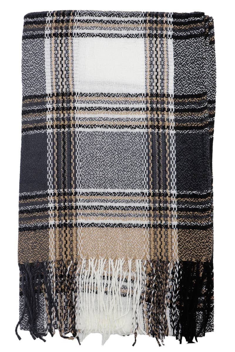 Cap Zone – wholesale Scarf – Women's – Madras Plaid Variegated Blanket Wrap Shawl Oblong Scarf4