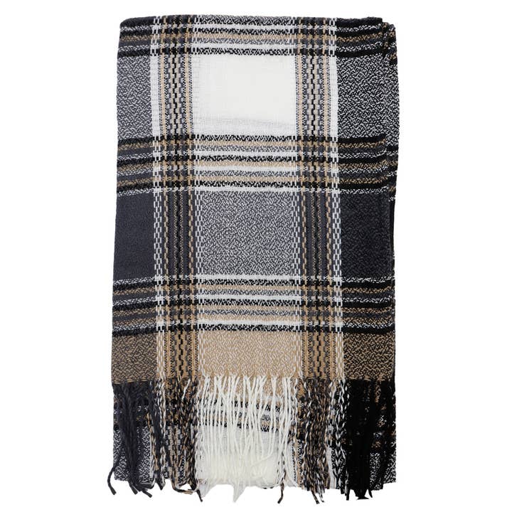 Cap Zone – wholesale Scarf – Women's – Madras Plaid Variegated Blanket Wrap Shawl Oblong Scarf4