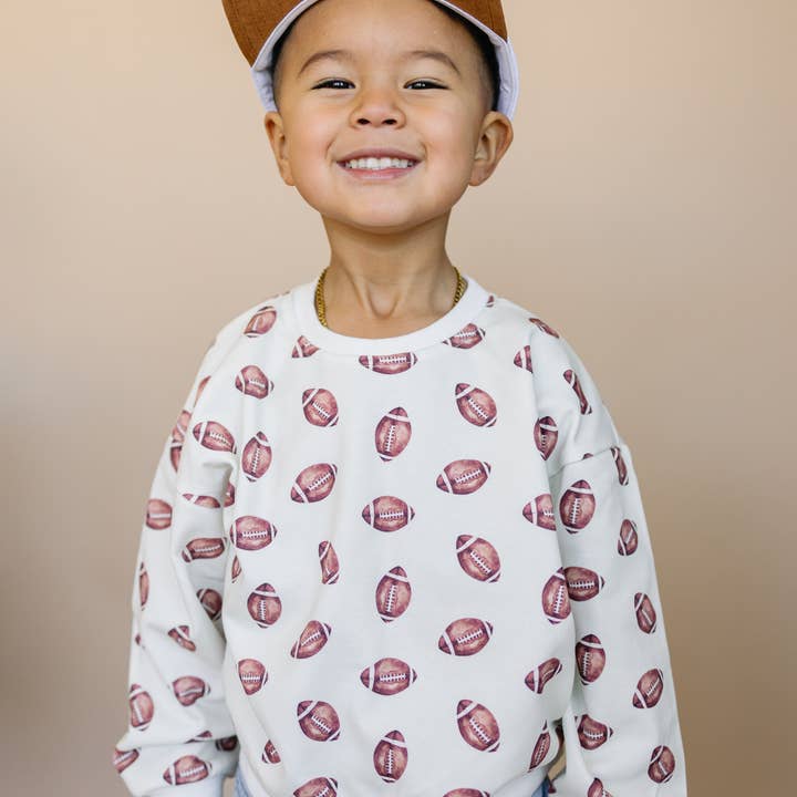 Football Print Cotton Crewneck Sweatshirt for wholesale by Little Joy Co.