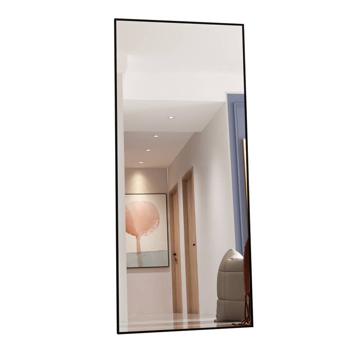 Tempered Mirror 71" x 32" Tall Full Length Mirror with Stand, Black Wall Mounting Full Body Mirror, Metal Frame Full-Length Mirror for Living Room, Bedroom for wholesale on Faire