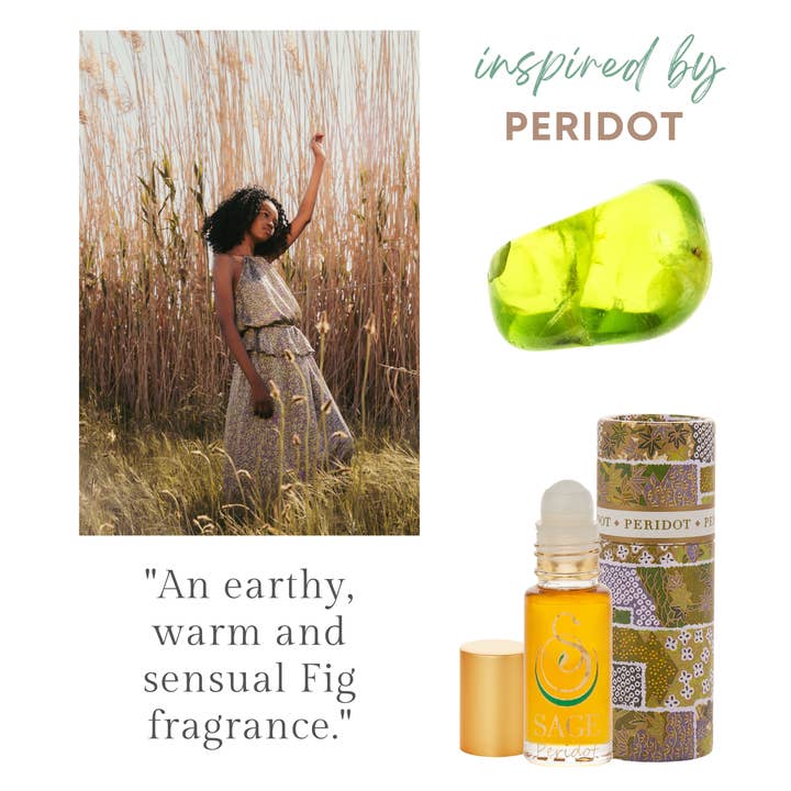 The Sage Lifestyle - A Gemstone Perfumery - Wholesale Roll-On Fragrance - Peridot Gemstone Perfume Oil Concentrate Roll-On- 1/8 oz