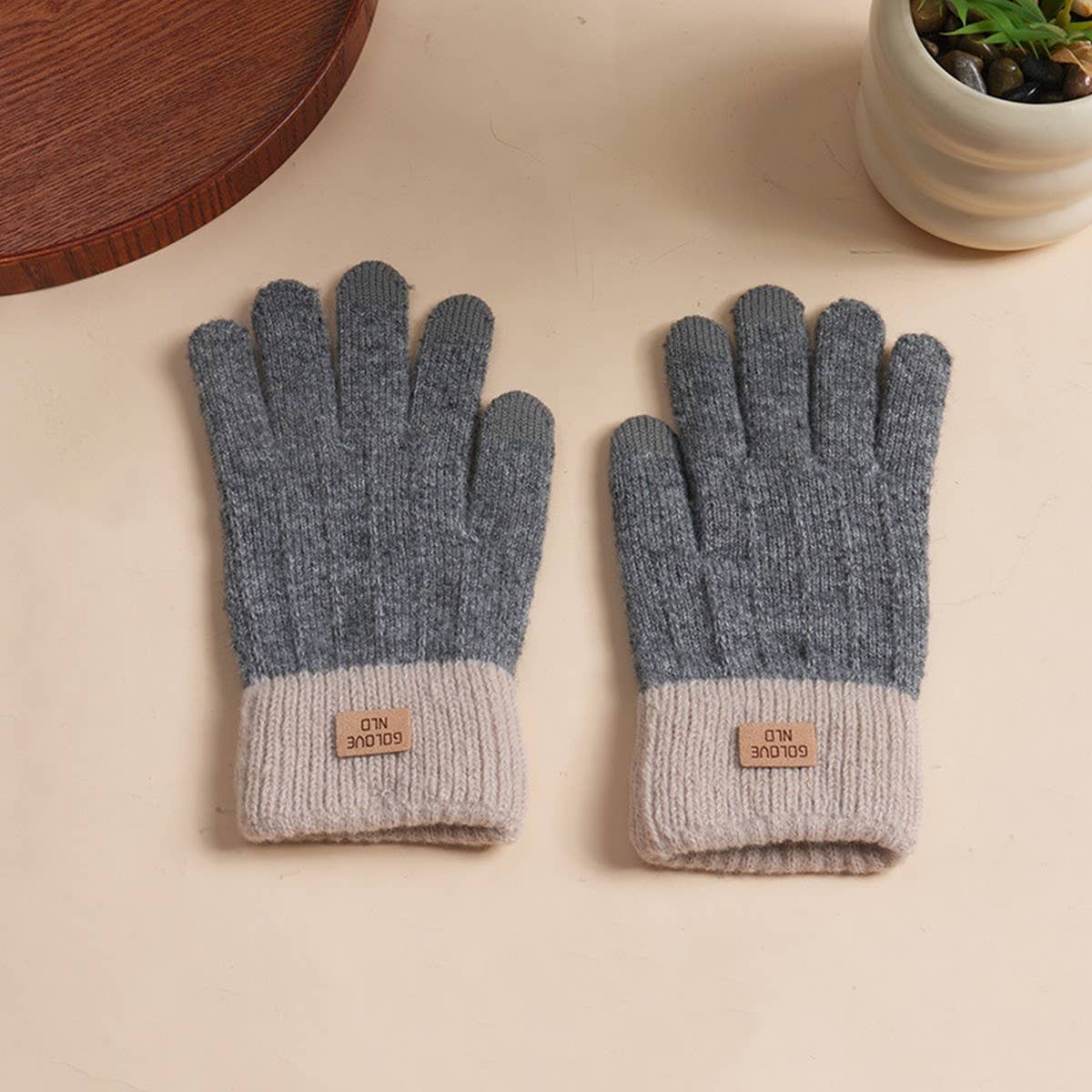 DOUBLJU - Wholesale Gloves - Women's - RETRO TEXTURED CONTRASTING COLOR KNITTED GLOVES_CWAG006182