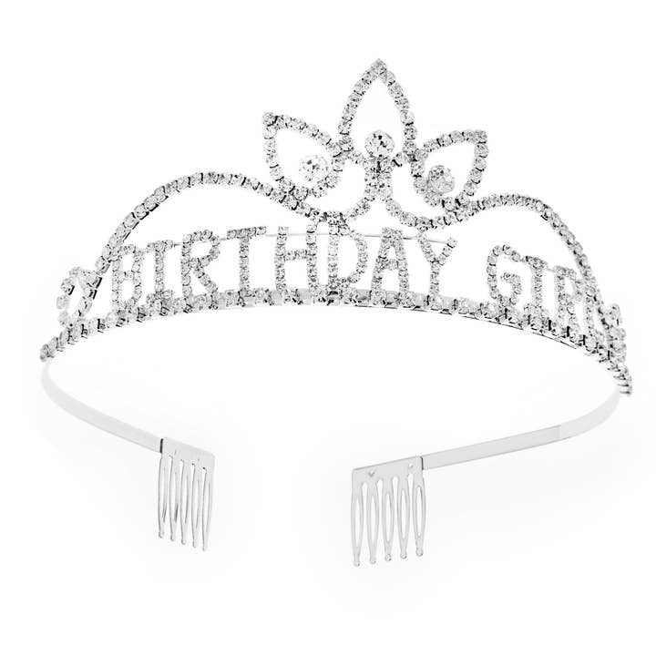 Birthday Girl Rhinestone Flower Tiara for wholesale by SP Sophia Collection