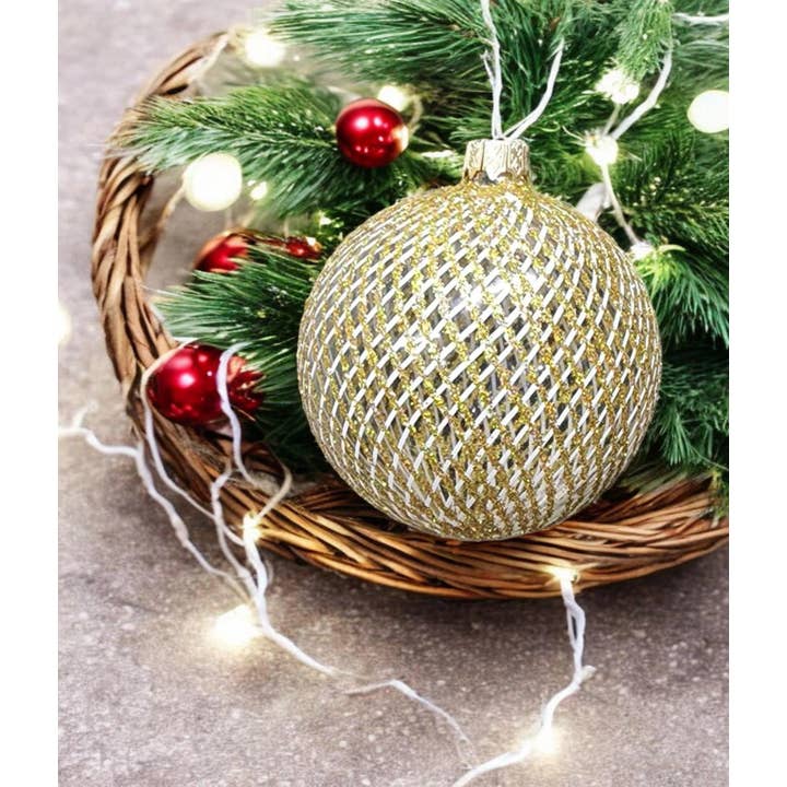 Glass by Iness - Vente Objets de décoration - Décoration en verre soufflé doré - Boule disco - Ornement transparent - Fabriqué à la main en Ukraine - Peint à la main - Ornement souvenir - Verre naturel1