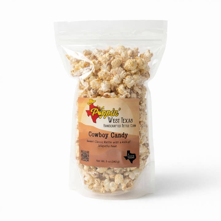 Cowboy Candy Popcorn - 9 cups for wholesale by Poppin' West Texas