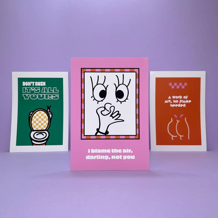 Förpackning med 3 tryckta toaletter för wholesale av bloomie