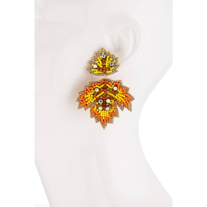 Urbanista Outlet - Wholesale Dangle Earrings - Seed Bead Maple Drop Earring