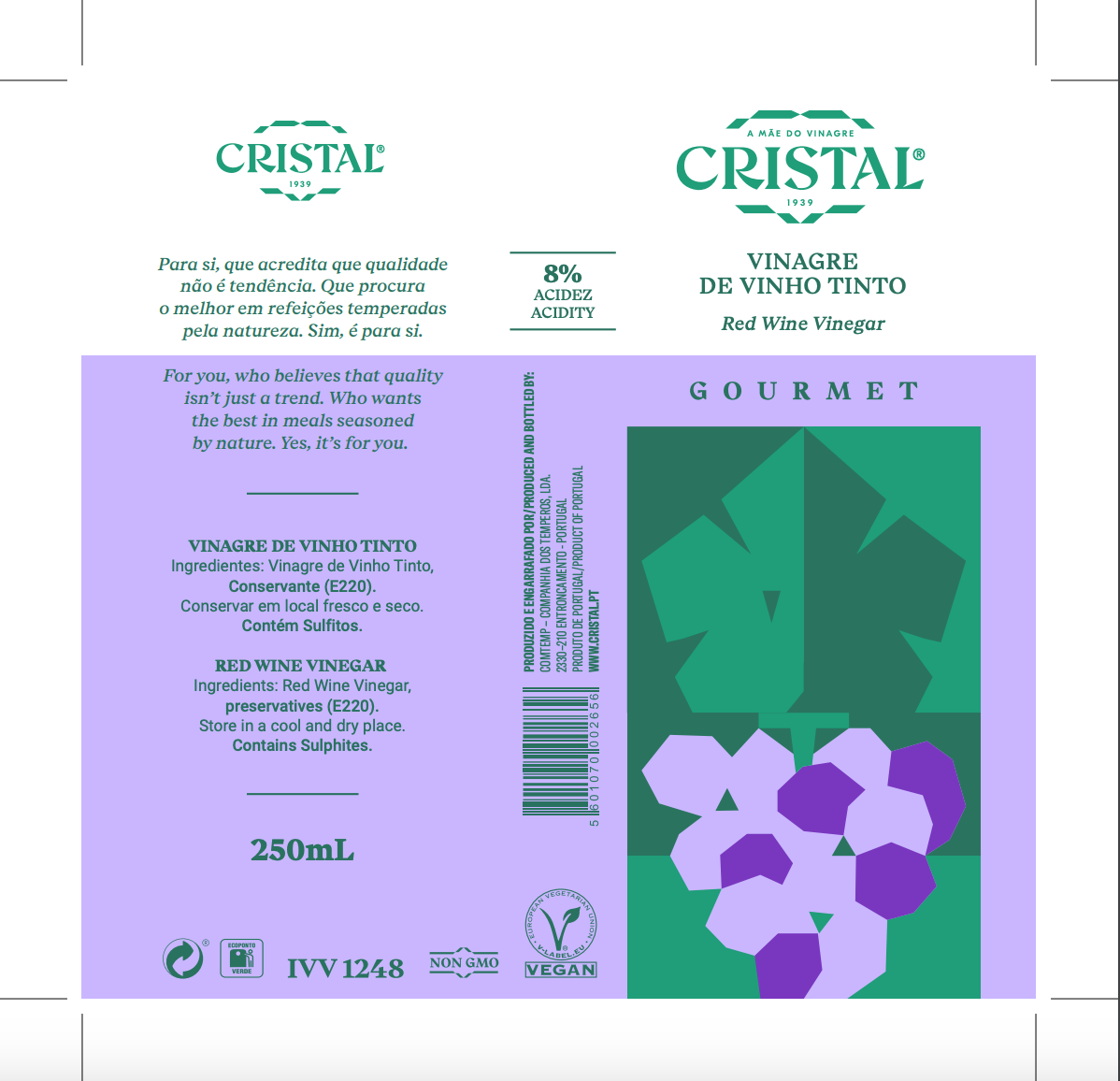 Vinagres Cristal Gourmet - Vente Vinaigre - Vinaigre gourmet de vin rouge - 250 ml2