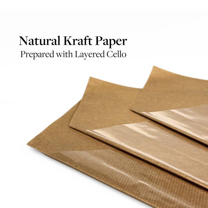 Jacobson - Wholesale Flat Wrap - 19"L Pre Fold Kraft Paper Sleeves w/ Cello - Floral Supplies