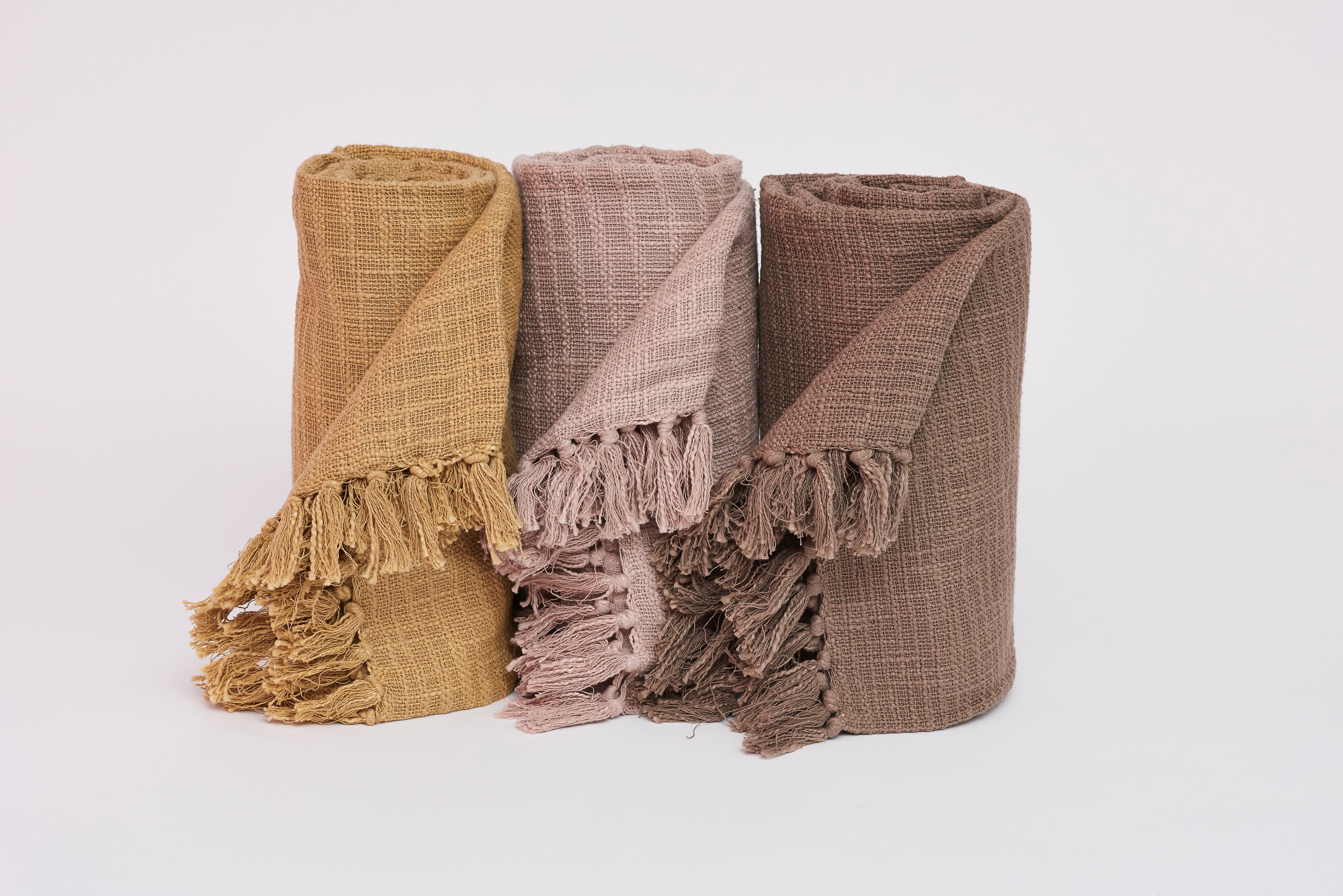 House Of Harkaari - Wholesale Throw Blanket - Cotton Slub Throw with Fringe ends3