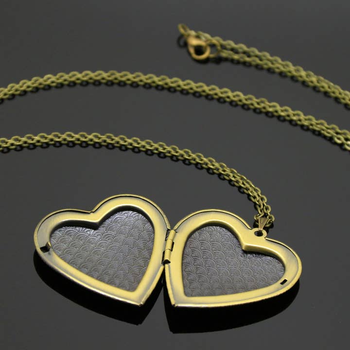 SomeBijoux4You - Vente Collier à médaillon - Médaillon en forme de cœur personnalisé en bronze avec médaillon multiphoto Perso1