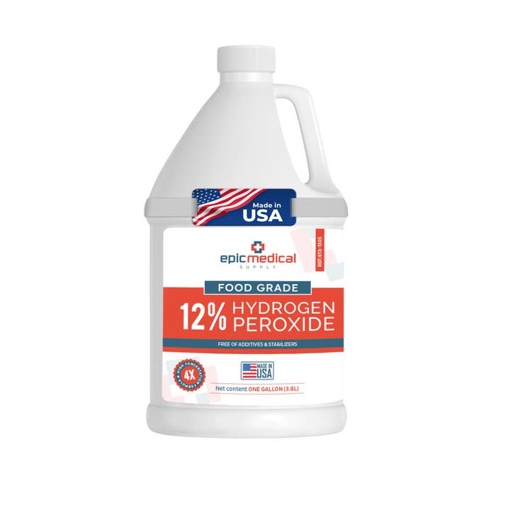12% Food Grade Hydrogen Peroxide – Ultra-Concentrated H2O2 Peroxide Cleaner – 1 Gallon Bottle for wholesale by Epic Medical Supply