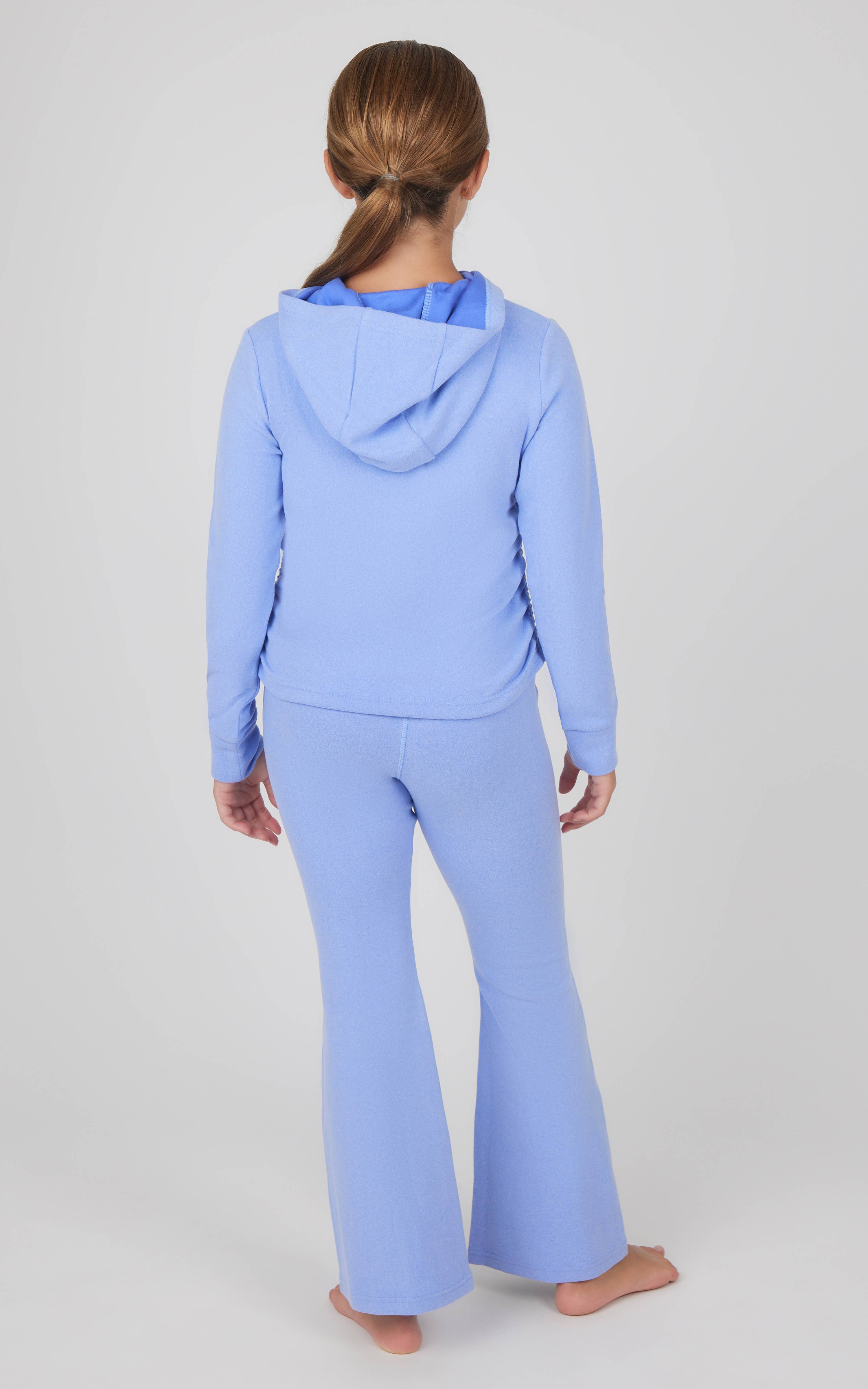 90 Degree by Reflex & Yogalicious - Wholesale Top & Pant Set - Kids - Yogalicious Tween Girls Melange Hoodie and Flare Pant Set2