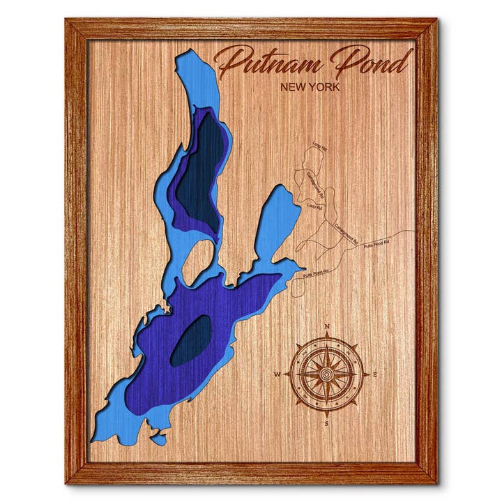 Putnam Pond Djupkarta - Unik Heminredning Väggkonst för wholesale av Premier Gifts and More