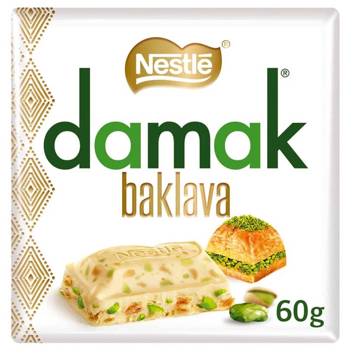 Damak Baklava Chocolat Blanc avec Pistache 6pck x 60g pour la vente par Global Bite Co